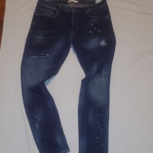 Zara Men's Dark Blue Skinny Jeans